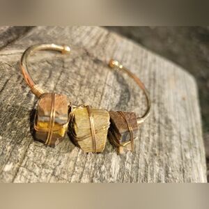 Copper Wire-Wrapped Stone Bracelet